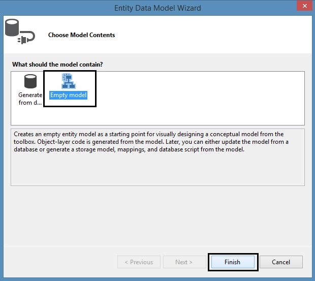 Creating Empty Model in Entity Model Wizard